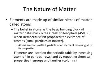 The Nature of Matter