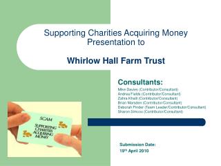 Supporting Charities Acquiring Money Presentation to Whirlow Hall Farm Trust