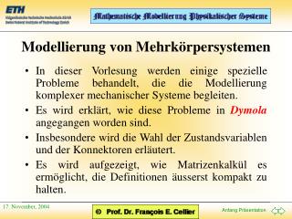 Modellierung von Mehrkörpersystemen