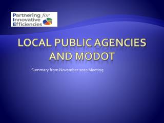 Local Public Agencies and MoDOT