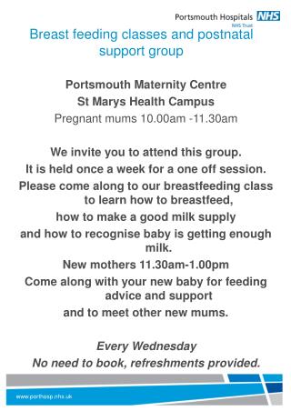 Breast feeding classes and postnatal support group