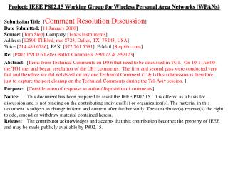Project: IEEE P802.15 Working Group for Wireless Personal Area Networks (WPANs)
