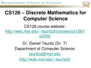 CS128 – Discrete Mathematics for Computer Science