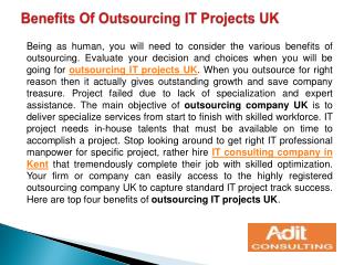 Benefits Of Outsourcing IT Projects UK