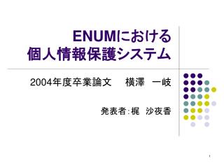 ENUM における 個人情報保護システム