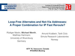Loop-Free Alternates and Not-Via Addresses: A Proper Combination for IP Fast Reroute?
