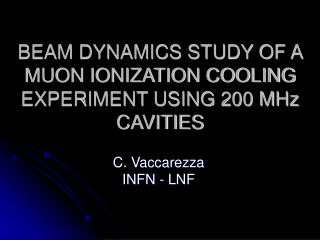 BEAM DYNAMICS STUDY OF A MUON IONIZATION COOLING EXPERIMENT USING 200 MHz CAVITIES