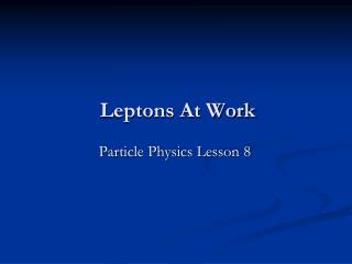 Leptons At Work