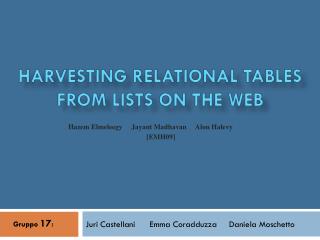 Harvesting Relational Tables from Lists on the Web