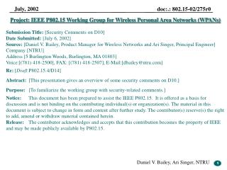 Project: IEEE P802.15 Working Group for Wireless Personal Area Networks (WPANs)