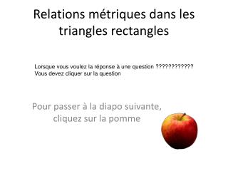 Relations métriques dans les triangles rectangles