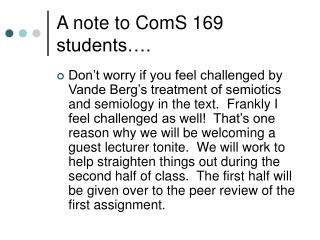 A note to ComS 169 students….