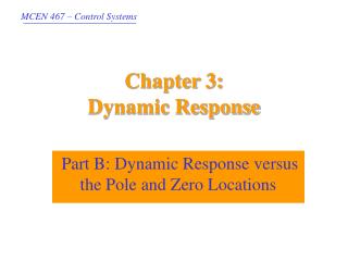 Chapter 3: Dynamic Response