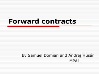 Forward contracts