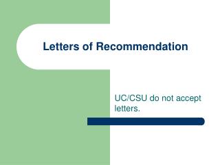 Letters of Recommendation