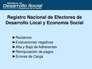 Registro Nacional de Efectores de Desarrollo Local y Economía Social