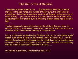 Total War: A War of Machines