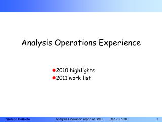 Analysis Operations Experience