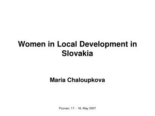 Women in Local Development in Slovakia