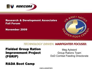 Meg Aylward Group Rations Team DoD Combat Feeding Directorate