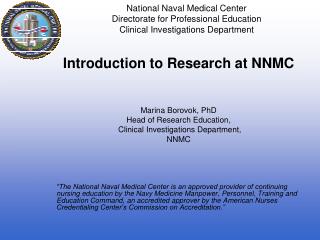 Introduction to Research at NNMC Marina Borovok, PhD Head of Research Education,