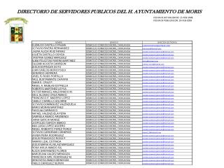 DIRECTORIO DE SERVIDORES PUBLICOS DEL H. AYUNTAMIENTO DE MORIS