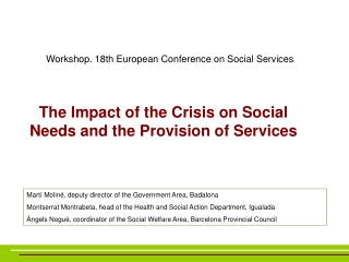 The Impact of the Crisis on Social Needs and the Provision of Services