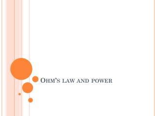 Ohm’s law and power