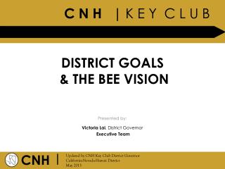 DISTRICT GOALS &amp; THE BEE VISION