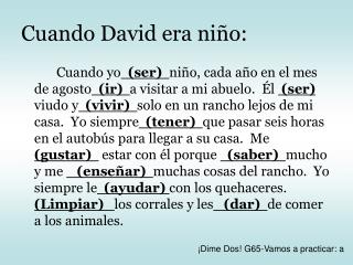 Cuando David era niño: