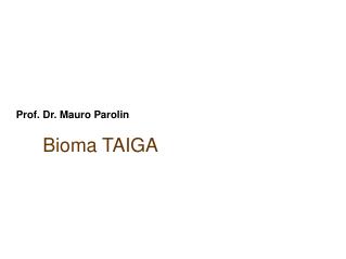 Prof. Dr. Mauro Parolin Bioma TAIGA