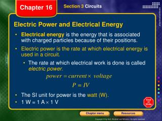 Electric Power and Electrical Energy