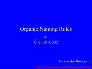 Organic Naming Rules