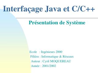 Interfaçage Java et C/C++