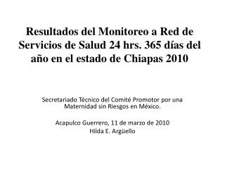 Secretariado Técnico del Comité Promotor por una Maternidad sin Riesgos en México.
