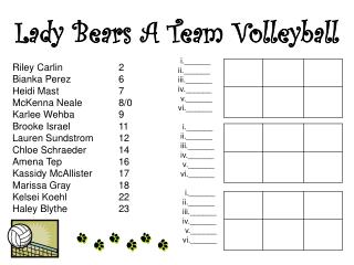 Lady Bears A Team Volleyball