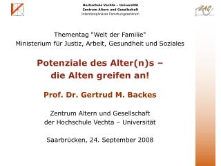 Das Zentrum Altern und Gesellschaft