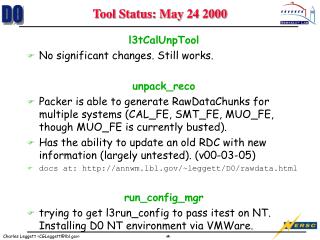 Tool Status: May 24 2000