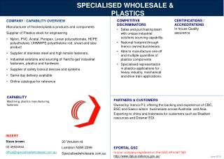 SPECIALISED WHOLESALE &amp; PLASTICS