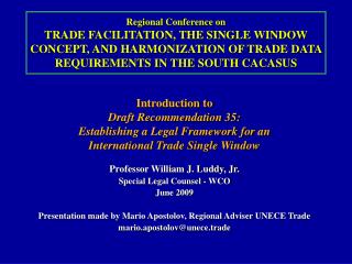 Introduction to Draft Recommendation 35: Establishing a Legal Framework for an