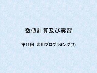 数値計算及び実習