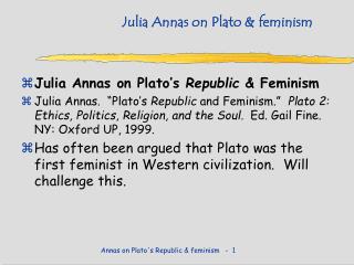 Julia Annas on Plato &amp; feminism