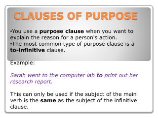 CLAUSES OF PURPOSE