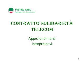 Contratto Solidarietà Telecom