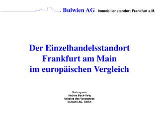 Der Einzelhandelsstandort Frankfurt am Main im europäischen Vergleich