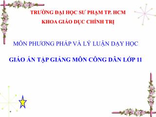 TRƯỜNG ĐẠI HỌC SƯ PHẠM TP. HCM KHOA GIÁO DỤC CHÍNH TRỊ