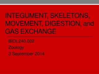 Integument, Skeletons, movement, Digestion, and Gas Exchange