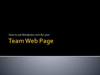 Team Web Page