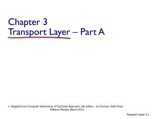 Chapter 3 Transport Layer – Part A