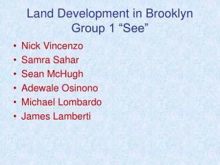 Land Development in Brooklyn Group 1 “See”
